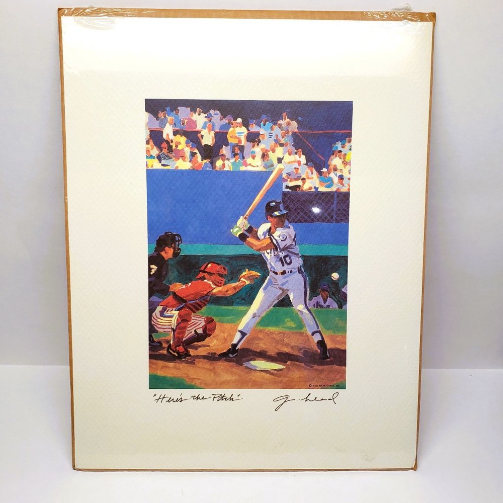 Vintage Hallmark Art Print Baseball Here's the Pitch G. Head Sealed Made in USA